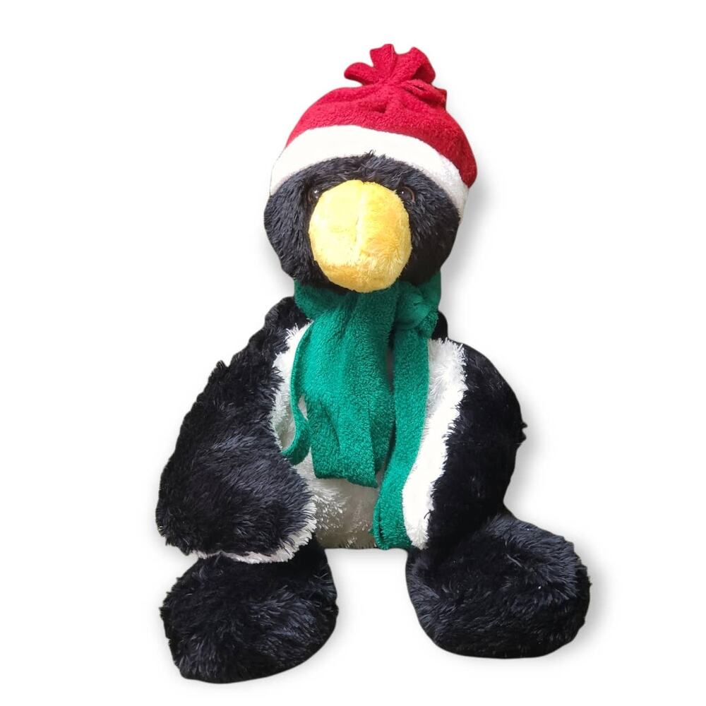 DanDee Collectors Choice Penguin Rocking Scarf & Santa Hat Stuffed Plush Animal